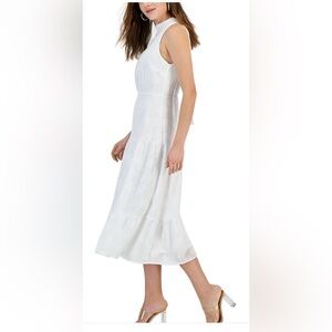 Sam Edelman Women's High-Neck Tie-Back Midi White Dress NWT